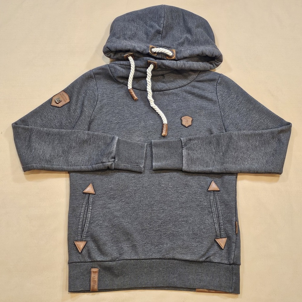 Naketano Hoodie Women Medium Sweater Pockets Blend Dark Gray